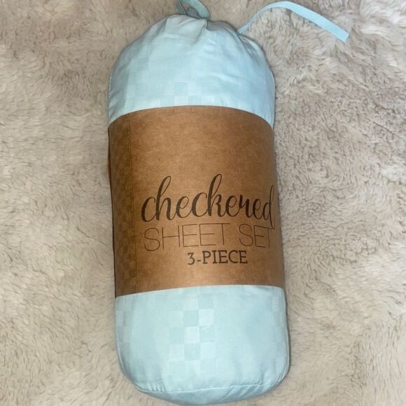 ienjoy Aqua Checkered Sheet Set!! - Picture 1 of 5